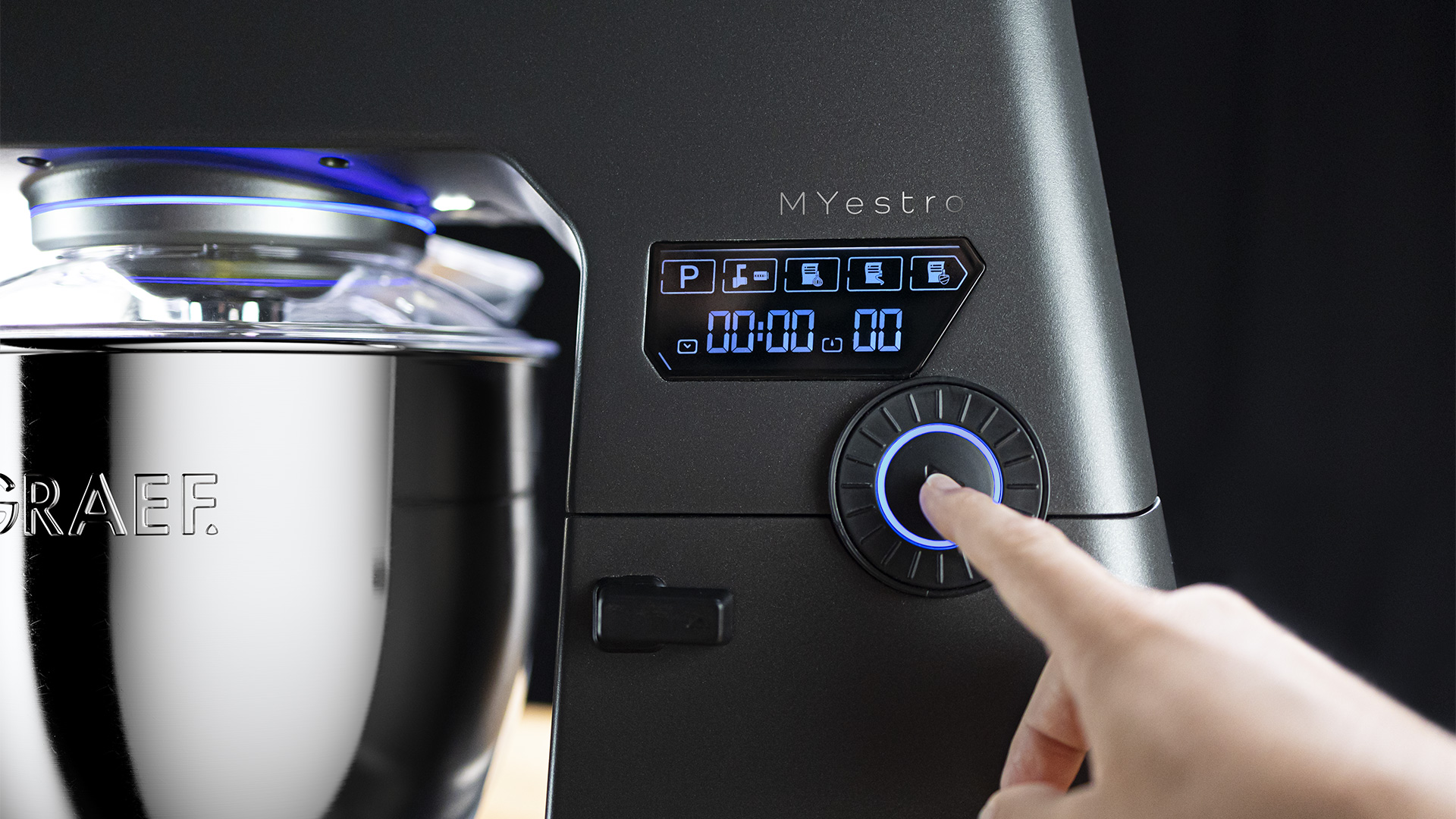 Robot da cucina con display digitale e manopola, MYestro, GRAEF, nero
