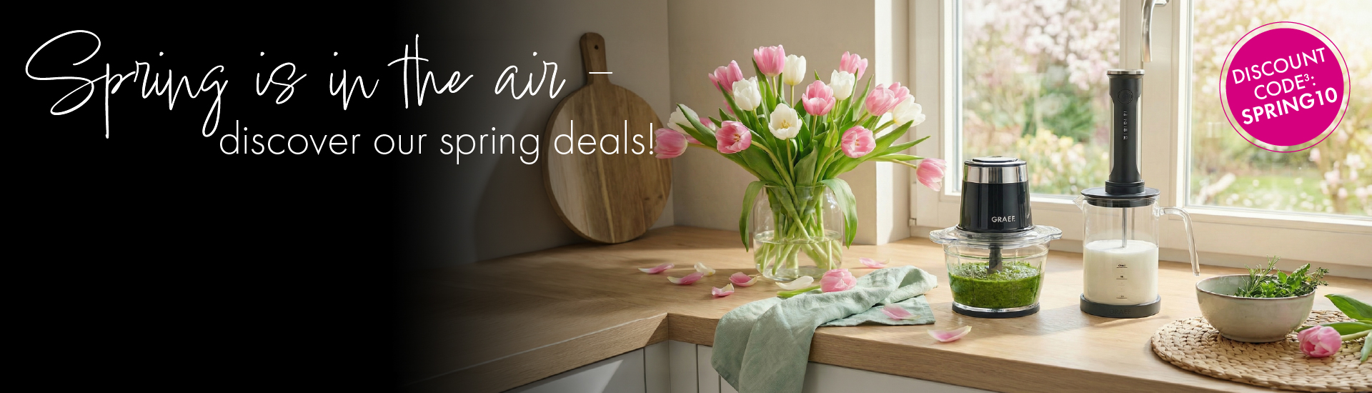 Spring deals with flowers and kitchen appliances