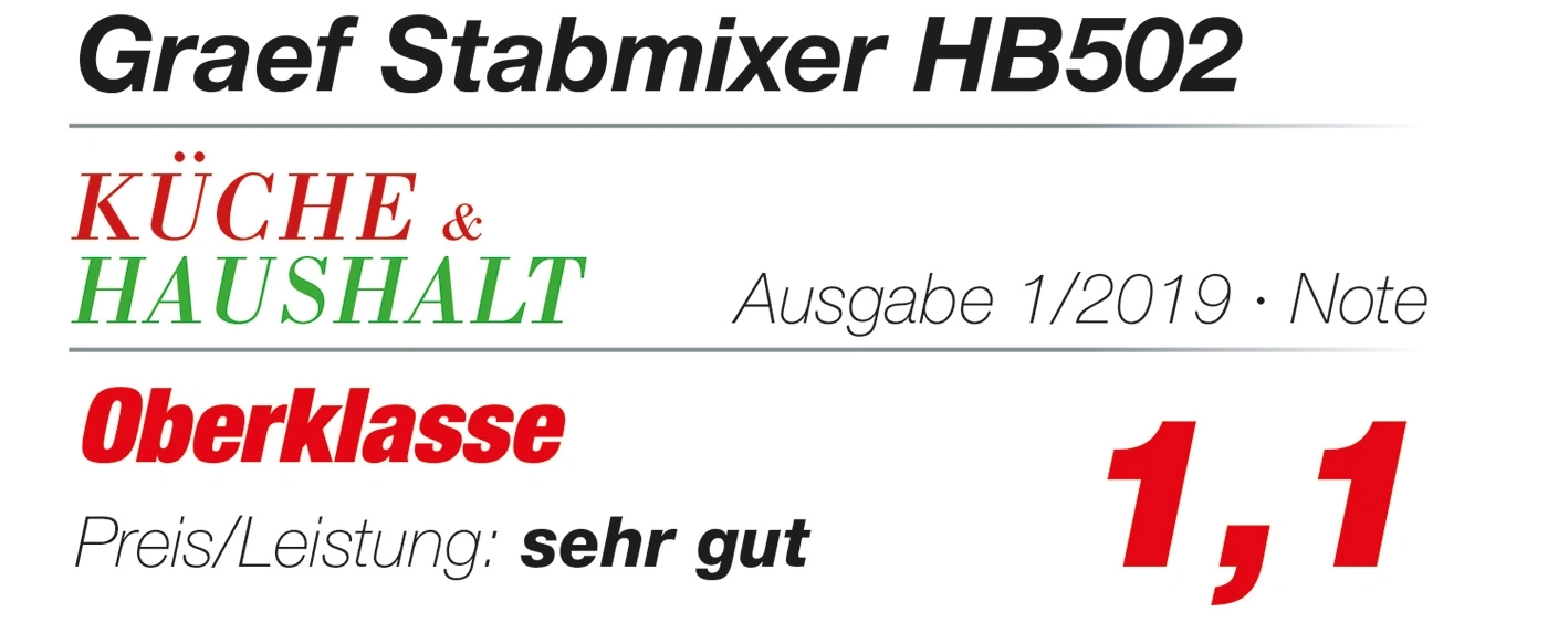 Graef Stabmixer HB502, Note 1,1, Küche & Haushalt, Ausgabe 1/2019, Oberklasse, Preis/Leistung: sehr gut