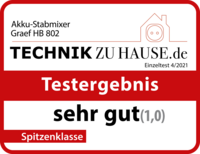 Cordless stick blender Graef HB 802, test result very good (1.0), top class, Technik zu Hause
