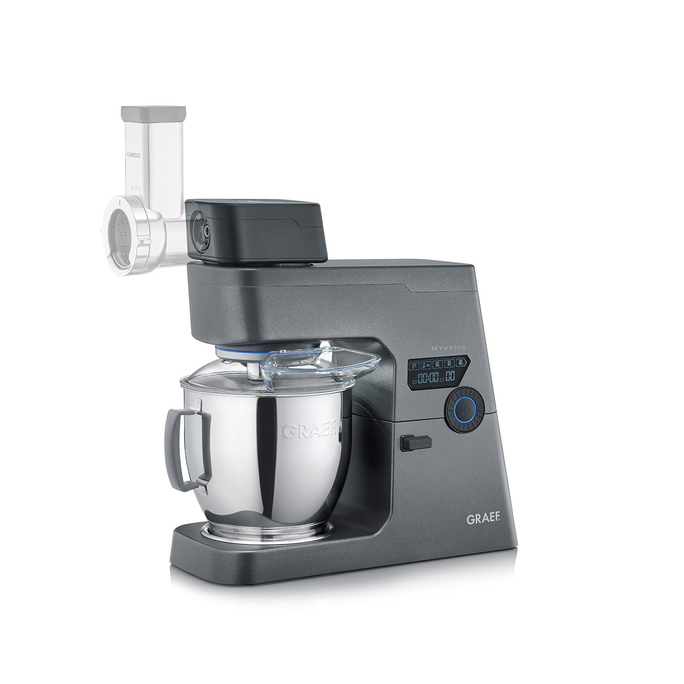 Robot da cucina Graef con accessorio, ciotola in acciaio inox, display digitale, grigio