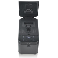 Macchina per il pane con coperchio aperto, pannello di controllo e logo GRAEF.