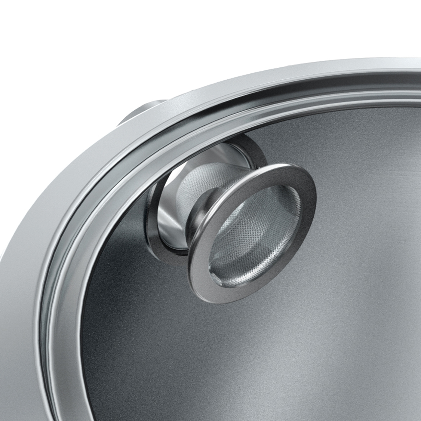 Gros plan d'un filtre à thé argenté dans une structure métallique, prise de vue détaillée