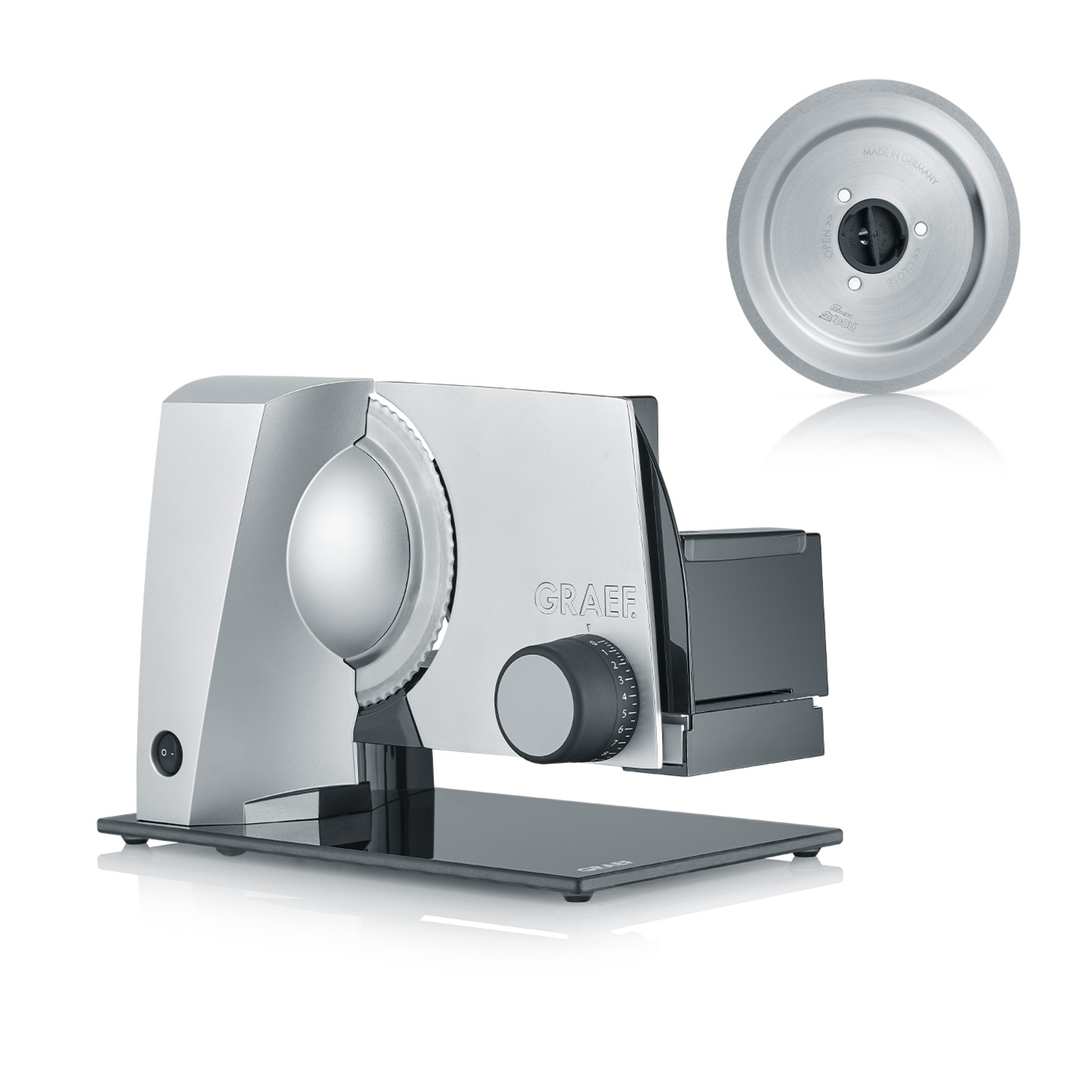 Graef slicer, silver, with removable blade, Made in Germany, for food.