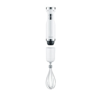 White hand blender with whisk attachment, GRAEF brand, isolated on white background.