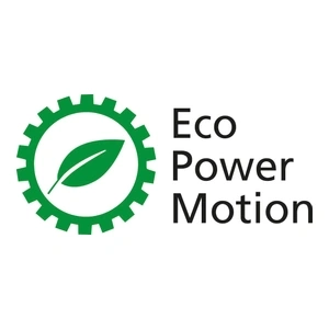 Green logo with gear, leaf, and text 'Eco Power Motion' on white background