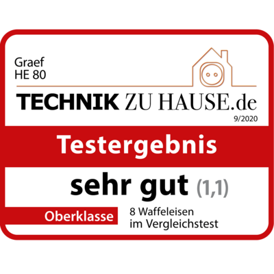 Graef HE 80, test result very good (1.1), top class, 8 waffle irons in comparison test