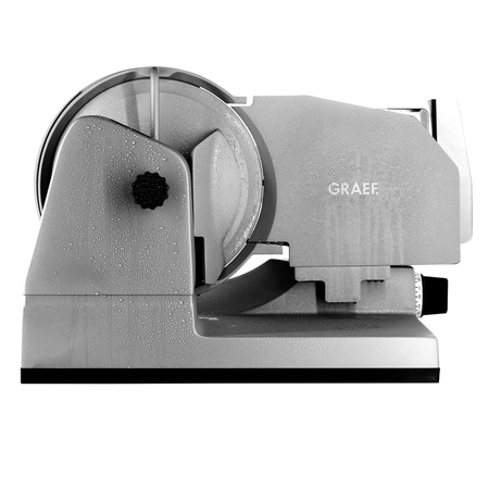 Graef slicer, gray, with water droplets, close-up, kitchen appliance