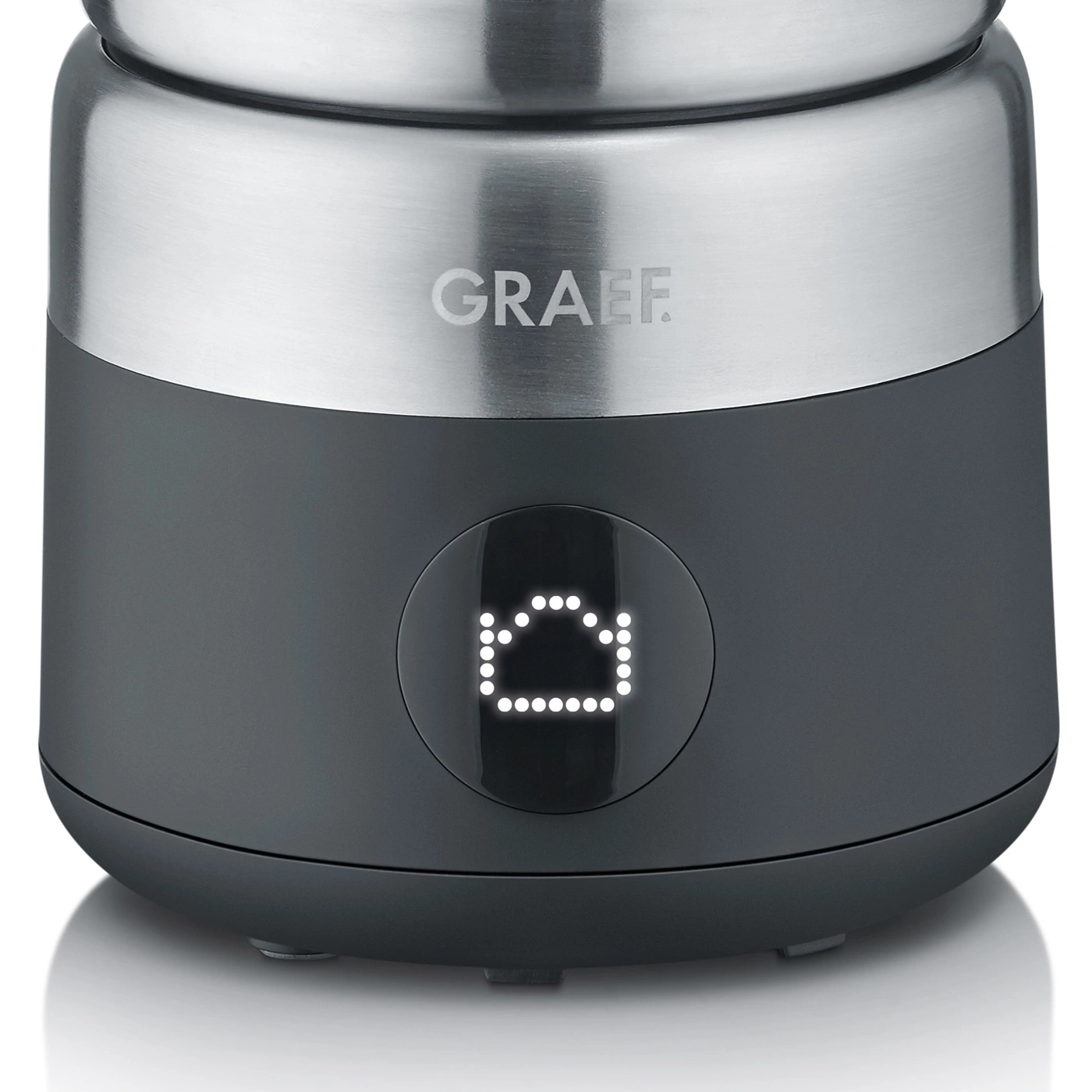 Mousseur à lait Graef avec symbole lumineux et design en acier inoxydable