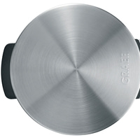 Appareil Graef, circulaire, métal, brossé, avec poignées, gros plan, logo