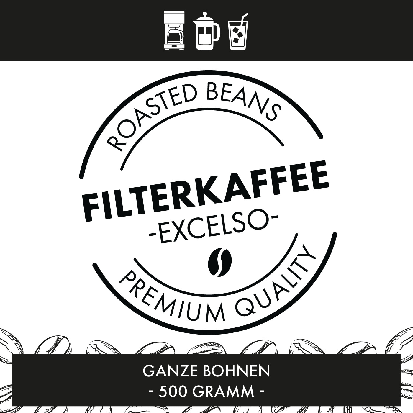 Café filtre, grains entiers, 500 grammes, qualité supérieure