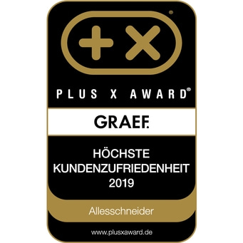 Plus X Award for customer satisfaction 2019 by Graef, Allesschneider.