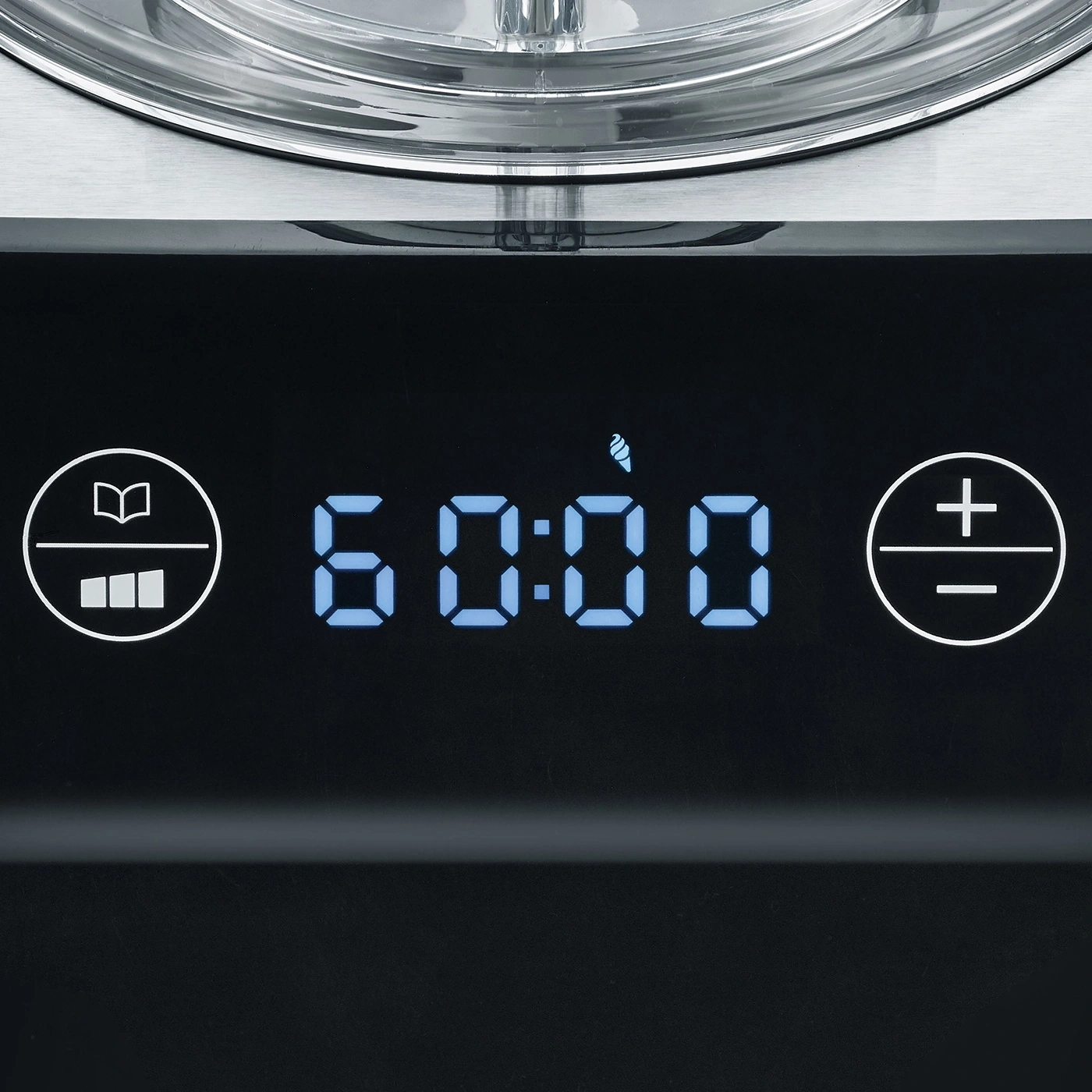 Digital display showing 60:00, control buttons, and an ice cream symbol.