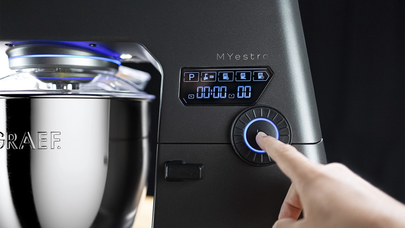 Robot de cuisine avec écran numérique et molette, MYestro, GRAEF, noir