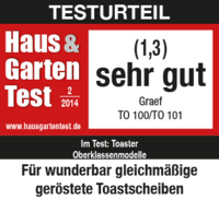 Test result Haus & Garten Test 2014, grade 1.3, very good, toaster Graef TO 100/TO 101.