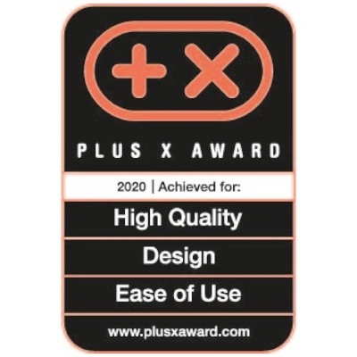 Plus X Award 2020 per Alta Qualità, Design e Facilità d'Uso.