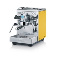 Machine à expresso jaune avec éléments argentés et logo GRAEF.