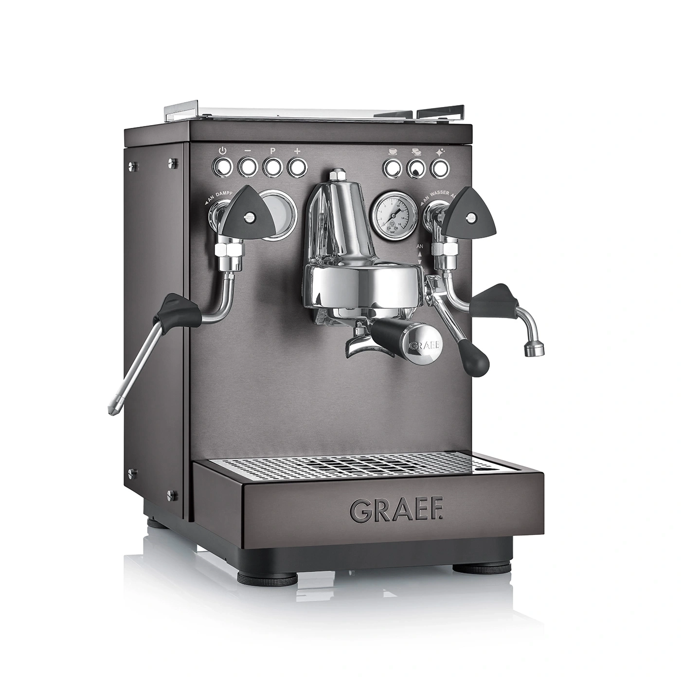 Macchina per caffè espresso Estessa con portafiltro, nero spazzolato Edizione limitata