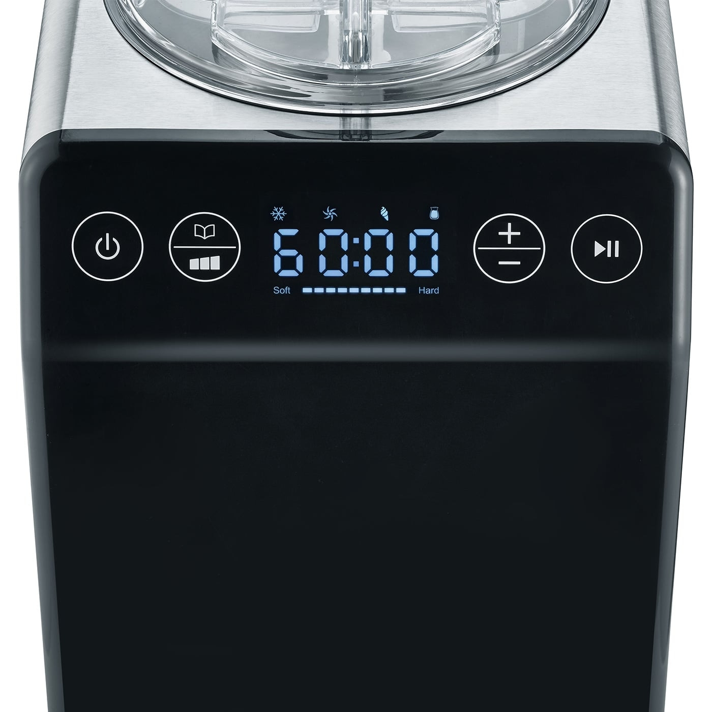 Machine à crème glacée avec panneau de commande et affichage numérique, noir