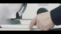 Affettatrice Graef, precisione, carne, taglio, dettaglio, primo piano, testo, accuratezza, cucina, elettrodomestico