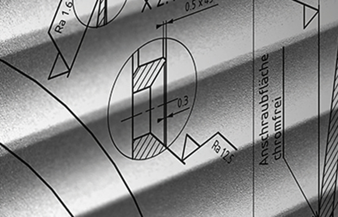 Dessin technique avec détails, dimensions et spécifications de surface, noir et blanc.