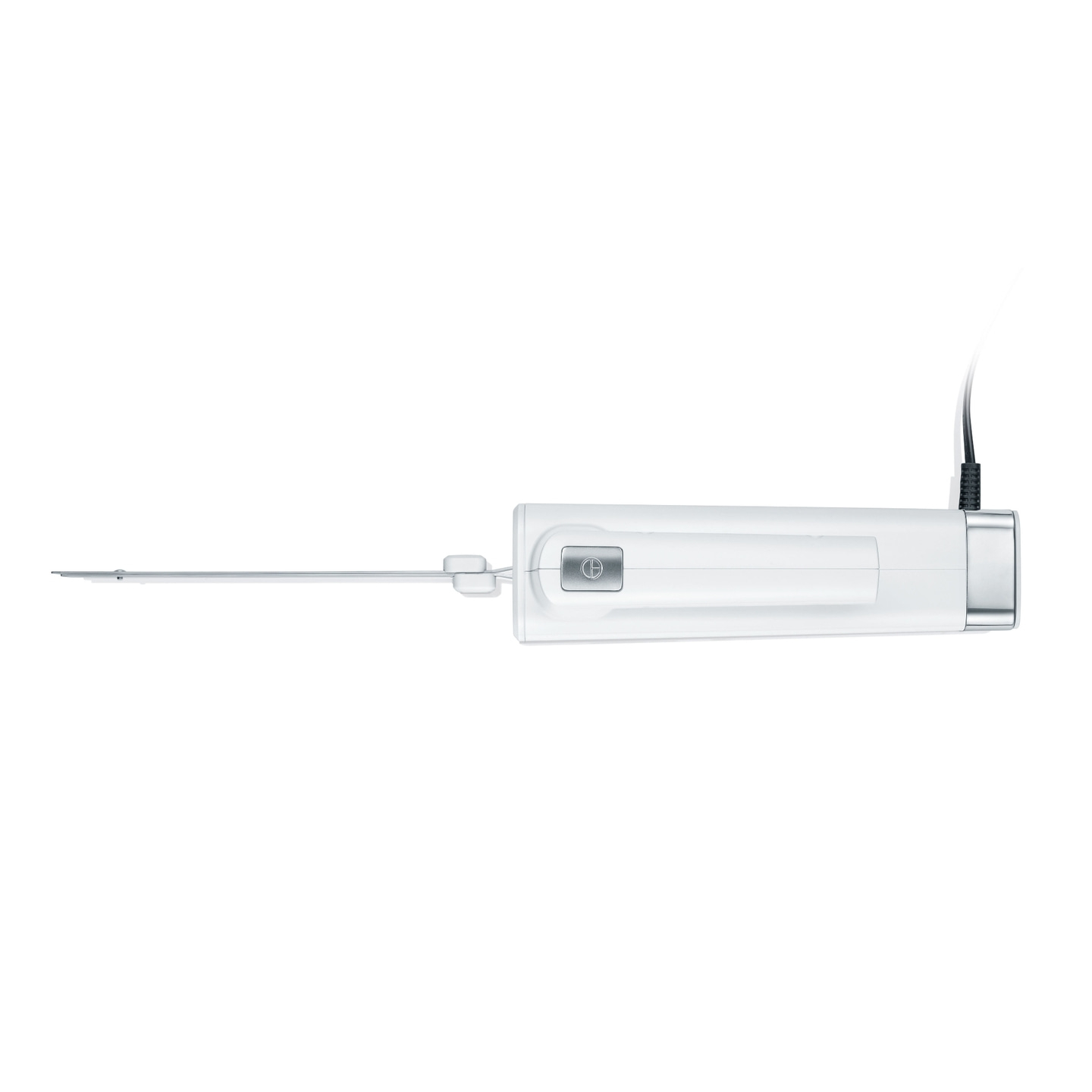 Medical device with needle and cable, white design, isolated on white background