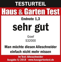 Résultat du test Haus & Garten Test: Note 1,3, très bon, Graef S32000, trancheuse, édition 6/2018