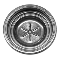 Metal filter with holes and star pattern inside a round container