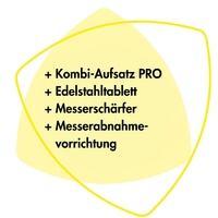 Kombi-Aufsatz PRO, plateau en acier inoxydable, affûteur de couteaux, dispositif de retrait de couteau