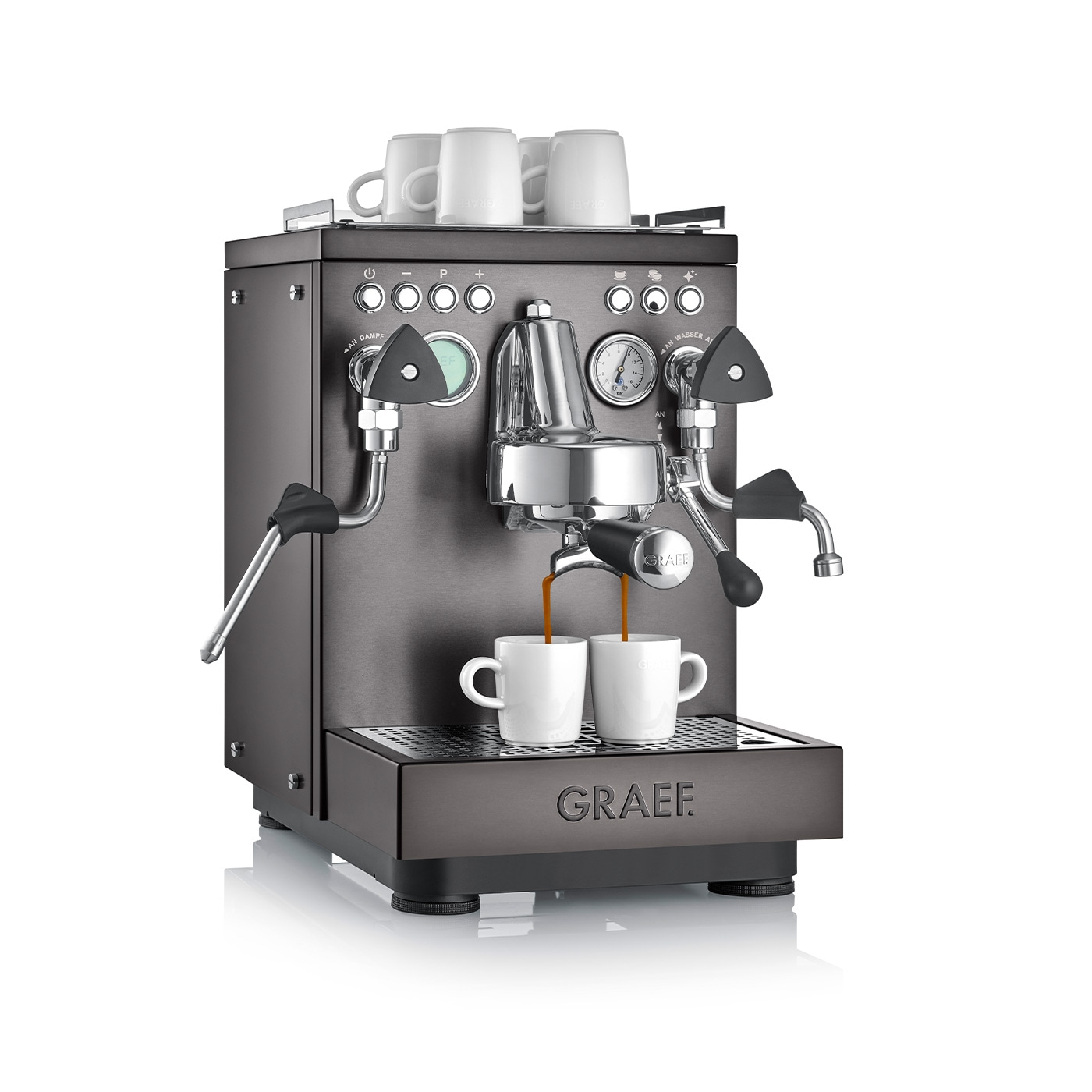 Macchina per espresso, due tazze, caffè, Graef, acciaio inossidabile, bevanda, preparazione