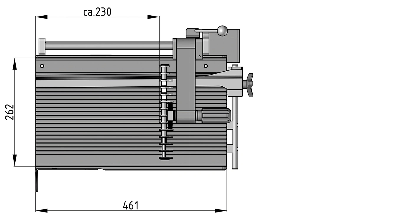 Dessin technique avec dimensions env. 230, 262 et 461