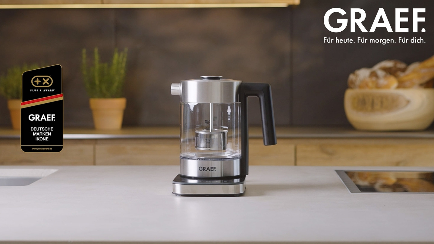 Graef kettle with Plus X Award, German brand icon, for today, for tomorrow, for you.