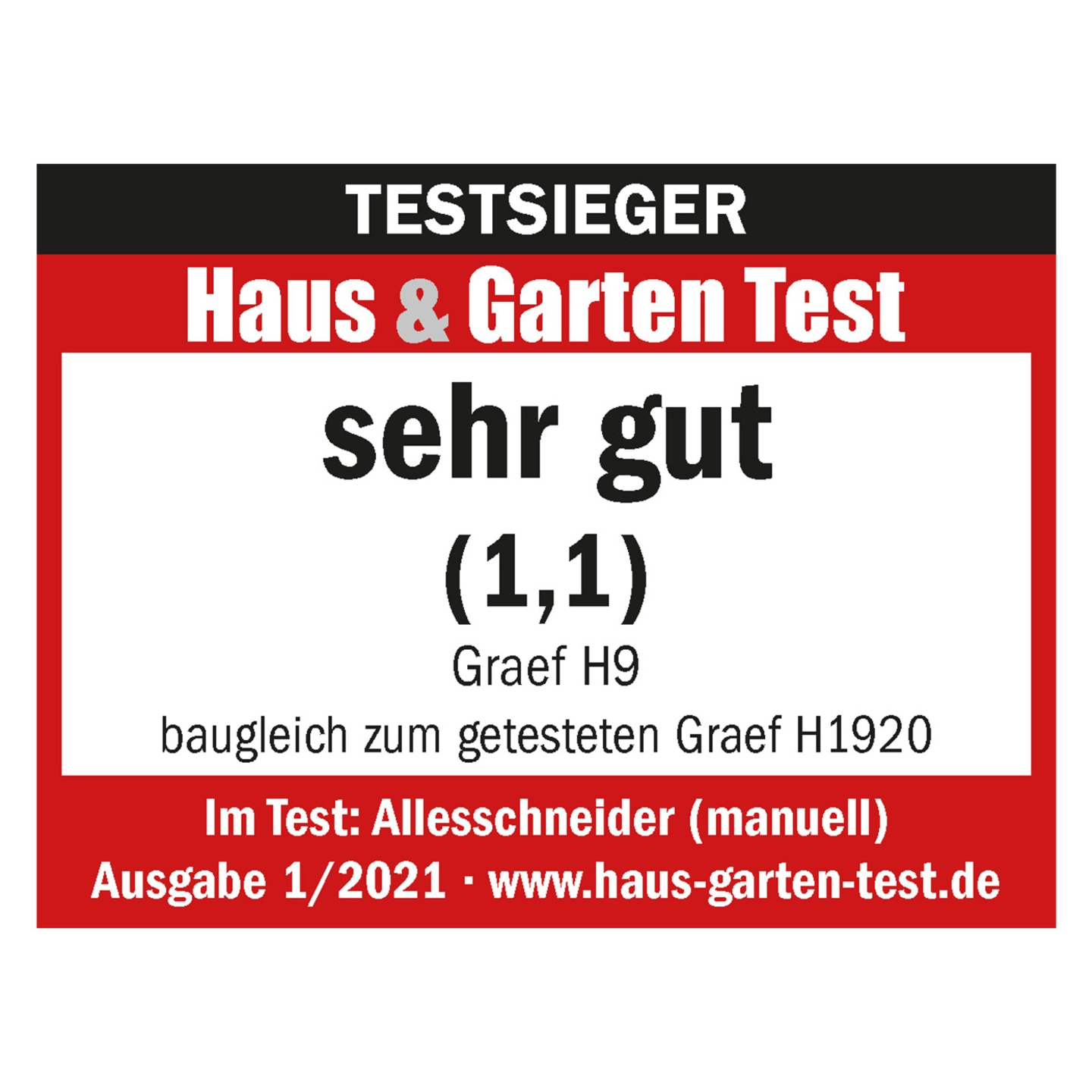 Testeur Haus & Garten Test, très bon (1.1), Graef H9, trancheuse, numéro 1/2021