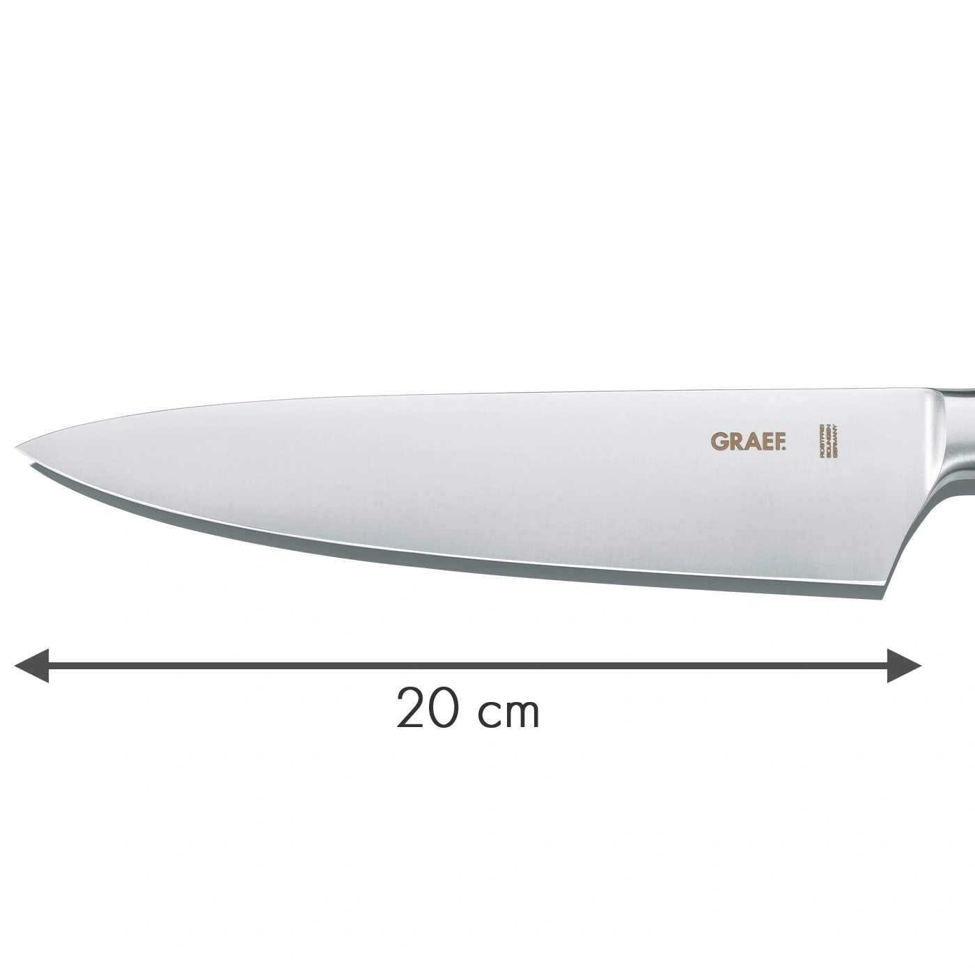 Couteau avec lame de 20 cm, logo GRAEF, ustensile de cuisine, outil tranchant, acier inoxydable