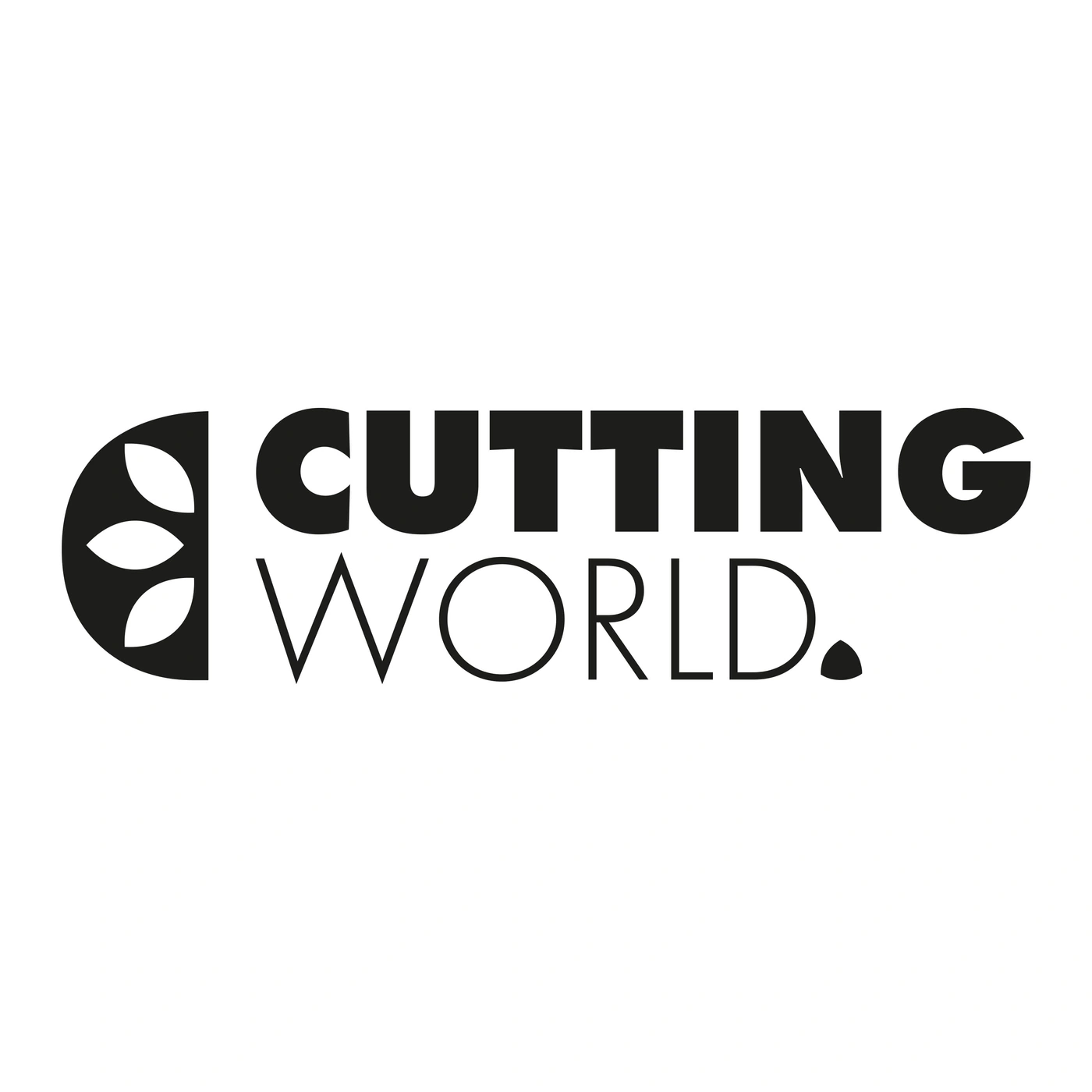 Logo avec le texte "CUTTING WORLD."