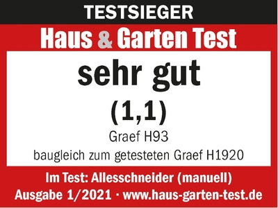 Test award for Haus & Garten, very good, Graef H93, issue 1/2021