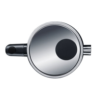 Casserole avec poignée et couvercle, brillante, isolée sur fond blanc, vue de dessus