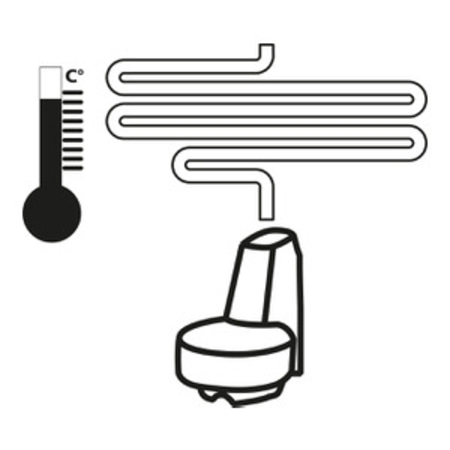Termometro, tubo e sedile con indicazione della temperatura.