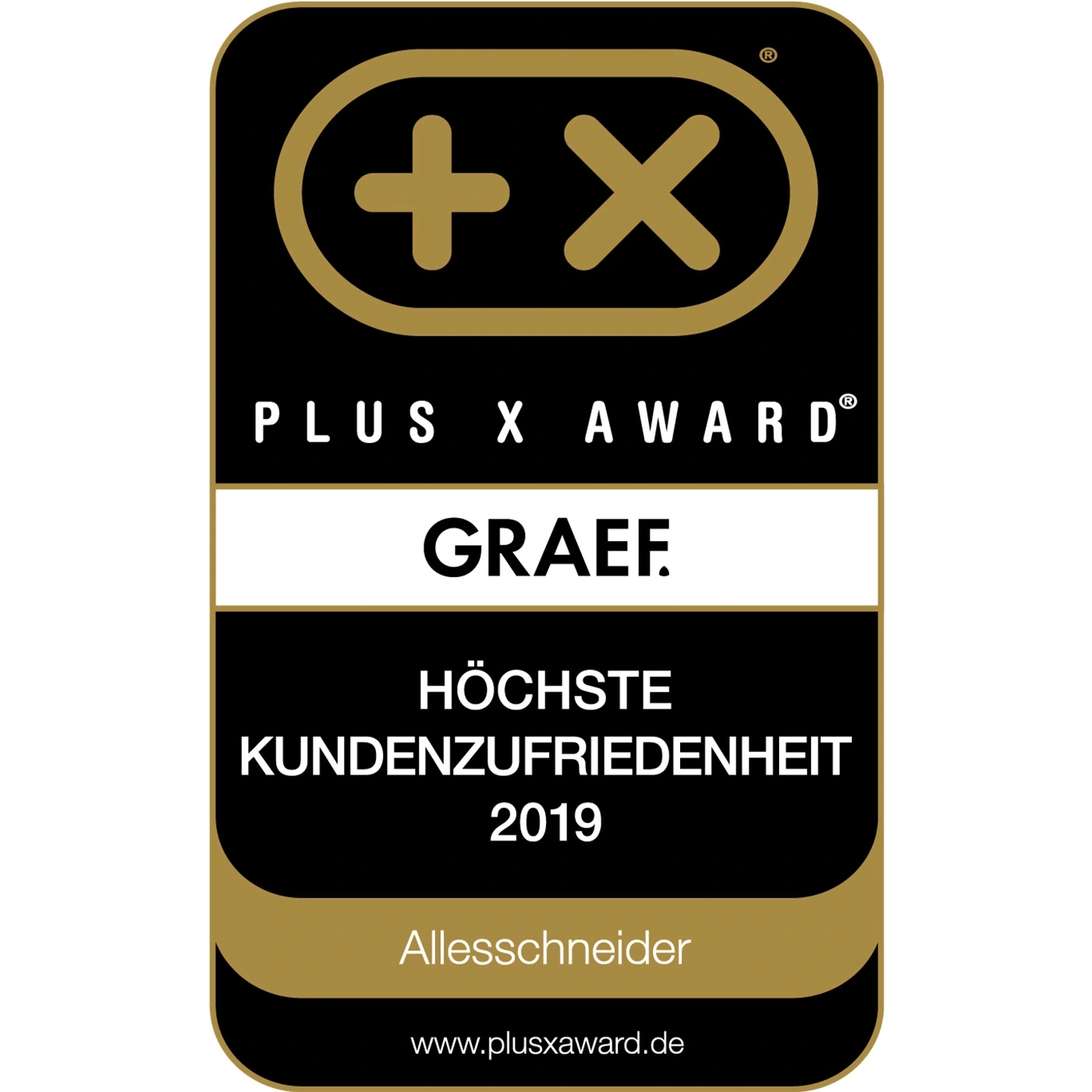 Plus X Award for customer satisfaction 2019 by Graef, Allesschneider.