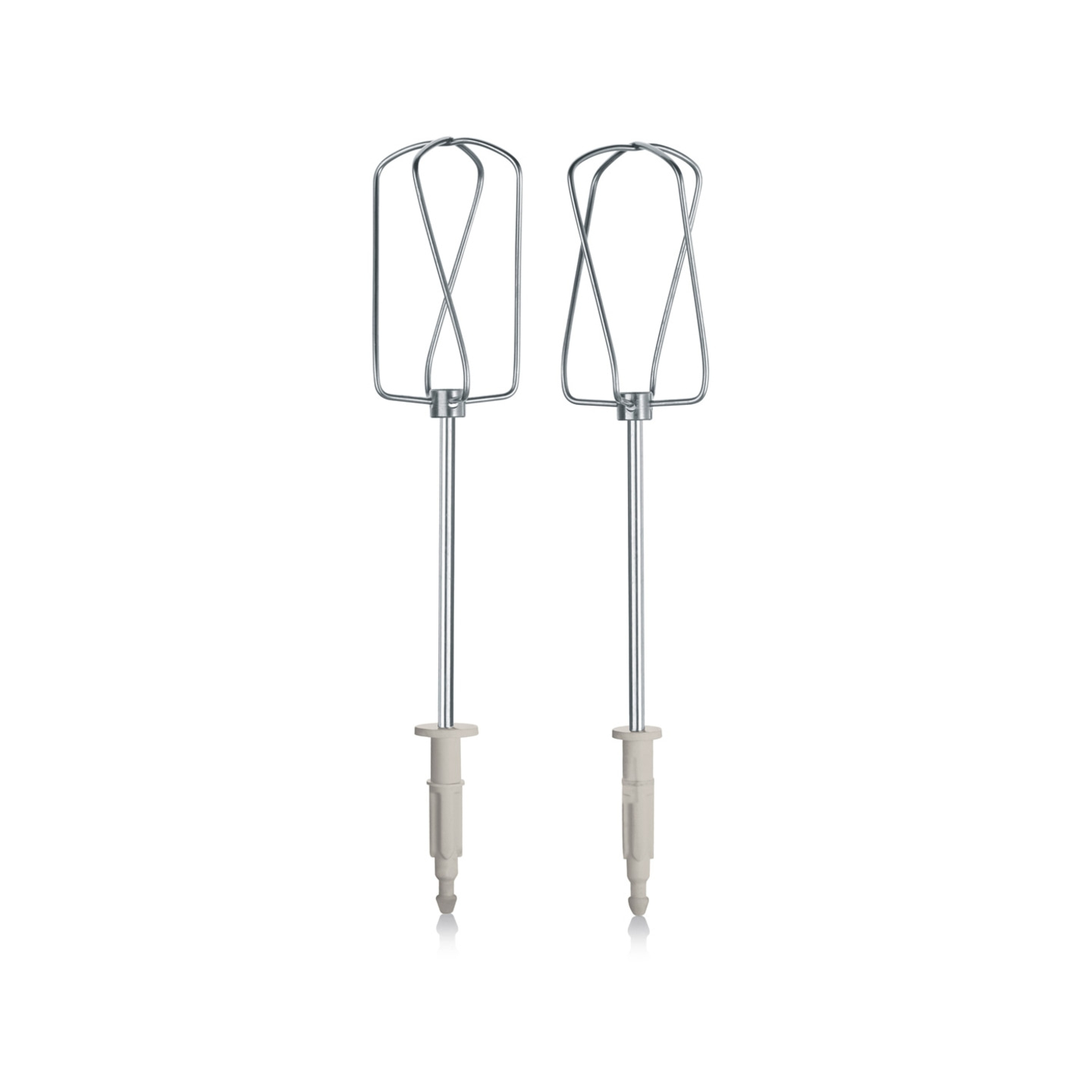 Two whisks for a hand mixer, isolated on a white background