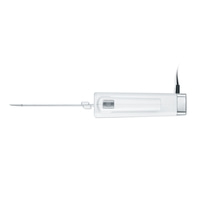 Medical device with needle and cable, white design, isolated on white background