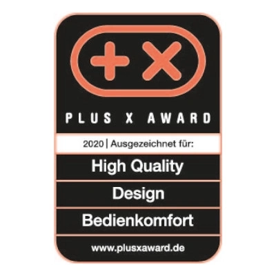 Plus X Award 2020 per Alta Qualità, Design e Bedienkomfort.