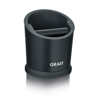 Contenitore nero per bussare con logo GRAEF e barra per fondi di caffè.