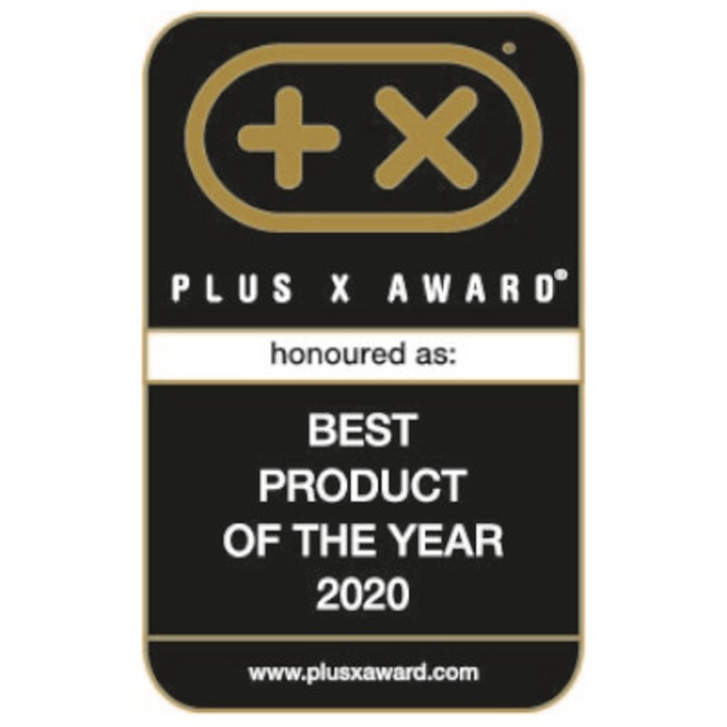 Plus X Award, Miglior prodotto dell'anno 2020, premio, logo, nero e oro