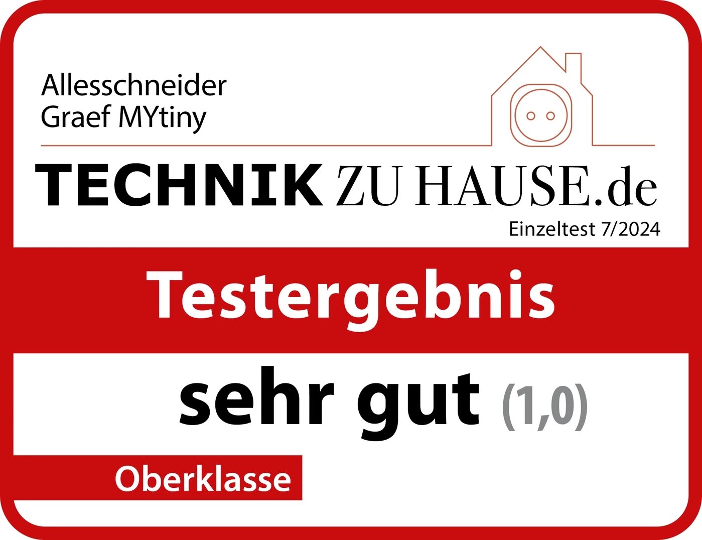 Résultat du test de Technik zu Hause : très bon (1,0) pour Allesschneider Graef MYtiny, Oberklasse