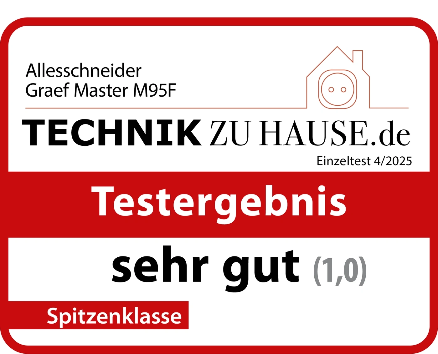 Risultato del test: ottimo (1,0) per Allesschneider Graef Master M95F da TECHNIK ZU HAUSE.de, classe superiore.