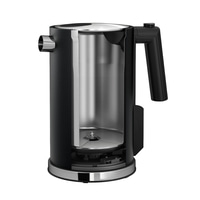 Kettle, cross-section, stainless steel, black, handle, spout, interior, technology, detail, isolated