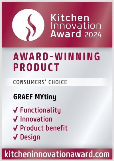 Kitchen Innovation Award 2024 for GRAEF MYtiny: Award-winning product for functionality, innovation, benefit, and design.