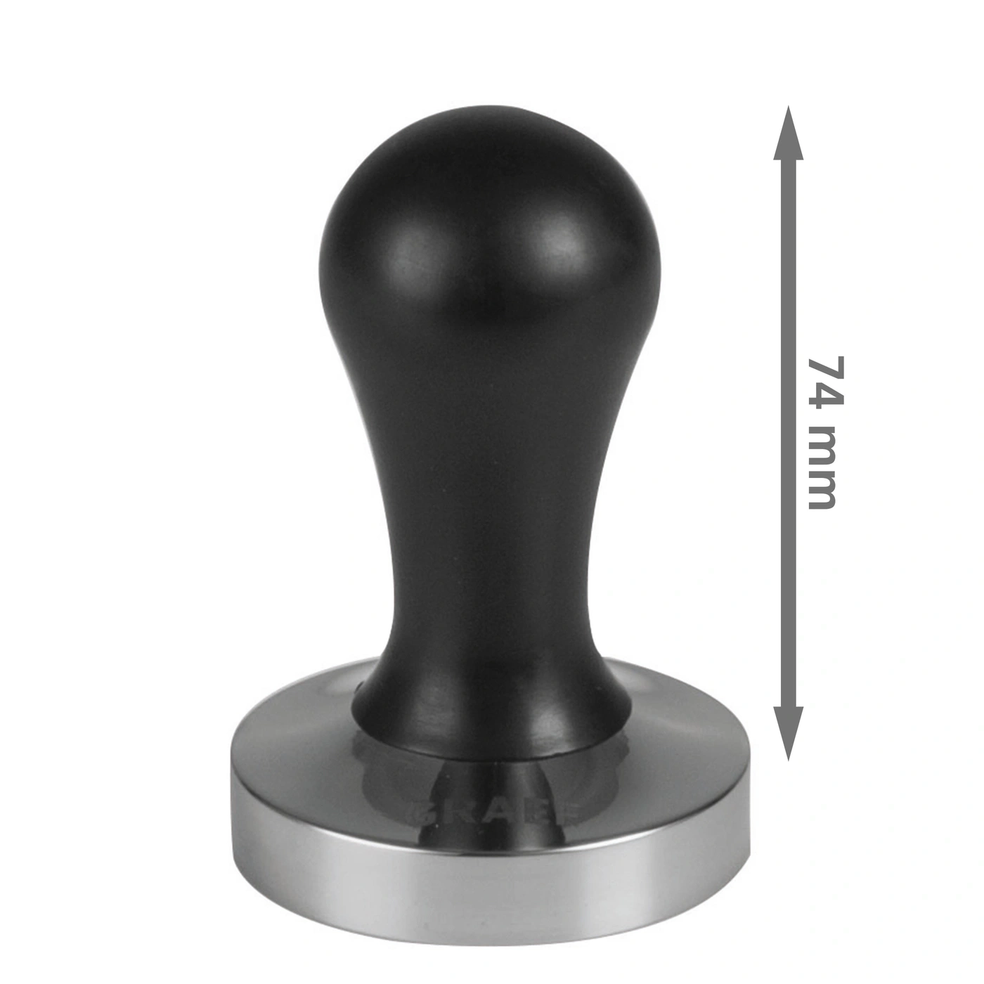 Pressino per caffè nero con misurazione di 74 mm, per la preparazione dell'espresso.