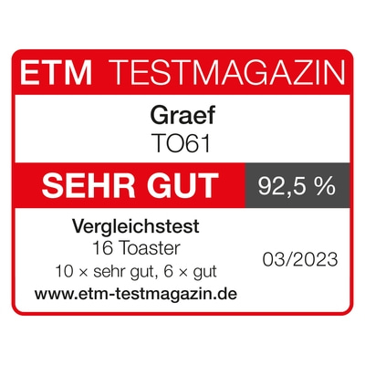 Revue ETM Test Magazine: Graef TO61, TRÈS BON, 92,5%, test comparatif 03/2023